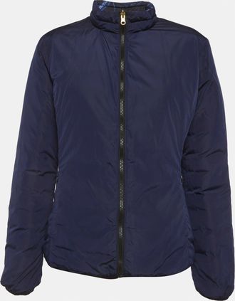 Just Cavalli Avy Blue/printed Synthetic Quilted Puffer Reversible Jacket
