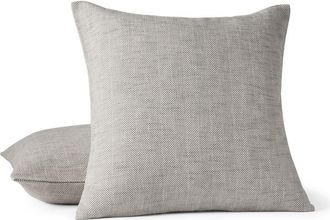 Coyuchi Canyon Organic Cotton Throw Pillow in Graphite Herringbone at Nordstrom