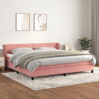 vidaXL Vidaxl - Cama Box Spring Con Colch&oacute;n Terciopelo Rosa 200x200 Cm