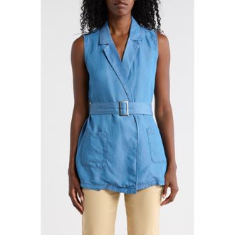 Nicole Miller Belted Denim Vest in Medium Wash at Nordstrom Rack, Size X-Large
