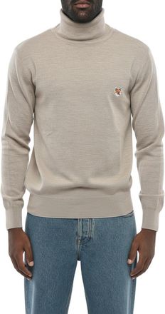 Maison Kitsun&eacute; Beige Turtle Neck Sweater