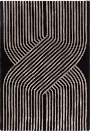 Novatrend Alfombra moderna tufted a mano en lana negra 160x230 cm