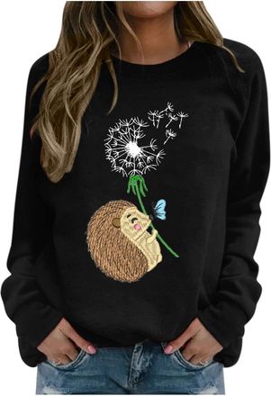 Generic Order Again From My Recent Orders Plain Sweatshirts for Women UK Clearancee Womens Fashion Top Blouse Print Long-sleeved Hooded Sweatshirt Casual Fash