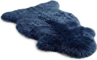 Infinity Leather Genuine Diamond Blue Sheepskin Natural Silky Soft Fluffy Real Wool Rug