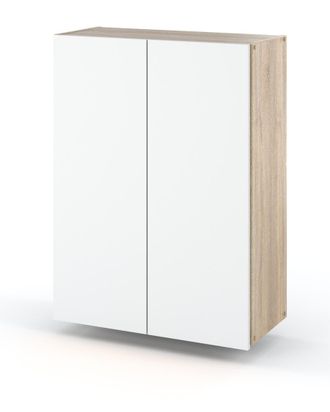 OEM Mueble De Ba&ntilde;o De Pared, Roble Sonoma, Blanco Mate, 60 Cm, Poste De Ba&ntilde;o