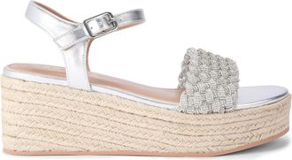 Carvela Womens Treccia Flatform Sandals - Silver Fabric - Size UK 3