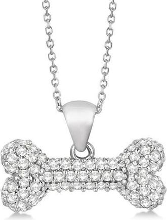 Allurez Natural Diamond Dog Bone Pendant Necklace 14K in White Gold at Nordstrom, Size 18
