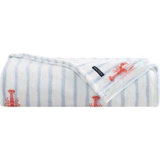 Nautica Lobster Watercolor Stripes Microfiber Blanket in Light /Medium Blue at Nordstrom Rack, Size Full/queen