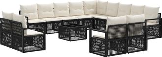 vidaXL Conjunto De Sof&aacute;s De Jard&iacute;n 14 Uds. Negro Rat&aacute;n Sint&eacute;tico Vidaxl