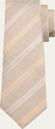 Kiton Mens Stripe Jacquard Silk 7-Fold Tie