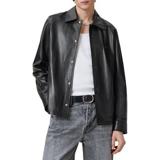 AllSaints Arlington Sheepskin Leather Jacket in Black at Nordstrom Rack, Size Small