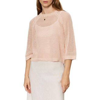 Sanctuary Metallic Openwork Sweater Top in Washed Salmon Pink at Nordstrom, Size X-Small