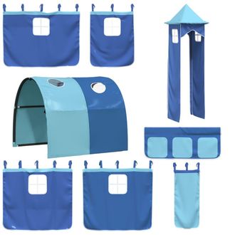 vidaXL Cortinas Para Cama Alta Con T&uacute;nel Y Torre Azul Vidaxl