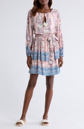 Alicia Bell Stevie Long Sleeve Belted Cover-Up Minidress in Light/Pastel Pink at Nordstrom Rack, Size X-Small