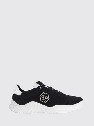 Philipp Plein Low Top Leather and Suede Sneakers with Hexagon Logo
