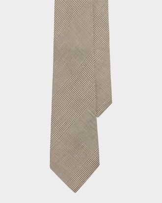 Ralph Lauren Purple Label Mens Linen and Mulberry Silk Glen Plaid Tie