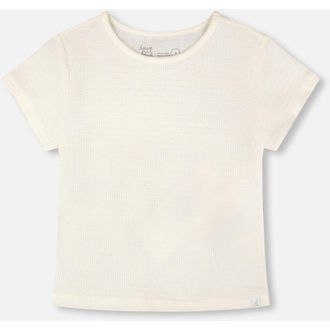Deux par Deux Relaxed Straight Fit Crinkle Jersey Short Sleeve T-Shirt in Off-White at Nordstrom, Size 24M