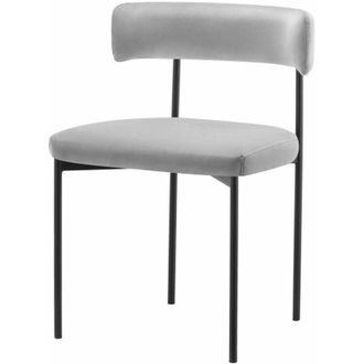 Selsey Selsey - Loanny - Silla Tapizada - Terciopelo Gris - Patas Negras