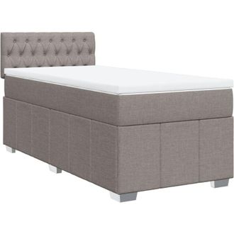 vidaXL Cama Box Spring Con Colch&oacute;n Tela Gris Taupe 100x200 Cm Vidaxl