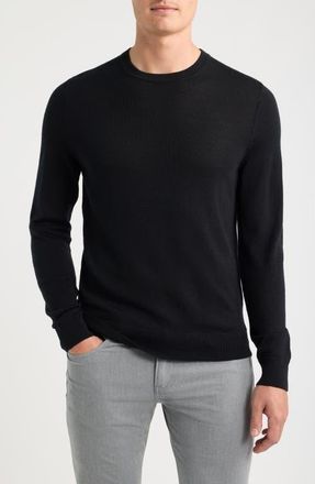 Nordstrom Italian Merino Wool Crewneck Sweater in Black at Nordstrom, Size Xx-Large