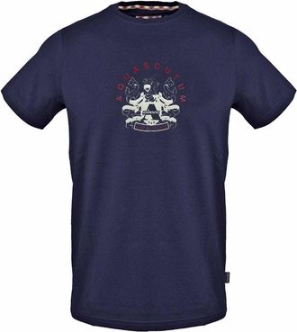 Aquascutum Heren-T-shirt van katoen met Crest-logo (Marine)