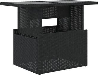 vidaXL Mesa de jardín superficie de vidrio ratán pe negro 100x55x73 cm Vidaxl