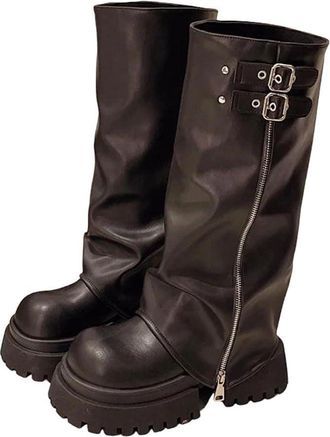 Generic Women Knee High Boots Platform Thick Heel Long Fashionable Booties