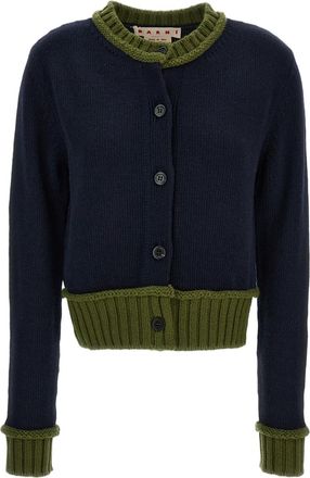 Marni Blue Crew-Neck Boxy Fit Cardigan
