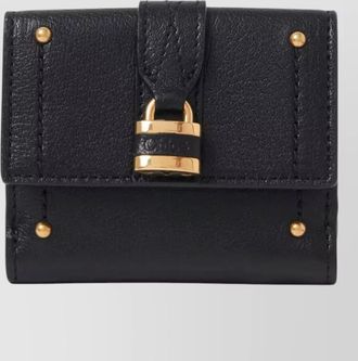 Chlo&eacute; lamb leather grained mini trifold wallet