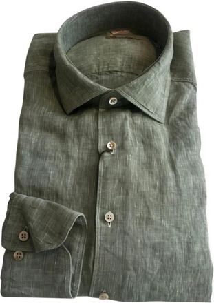 Stenstr&ouml;ms Linnen overhemd met cut-away kraag - Heren - Casual Overhemden - Groen - XL - Linnen - Overhemden