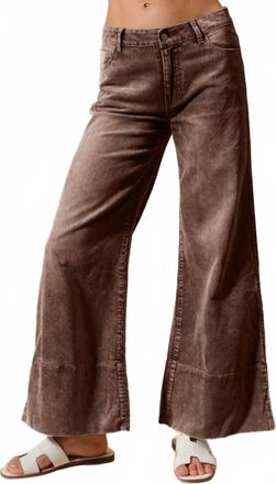 So Me Wide Leg Flared Washed Corduroy Pants In Mocha