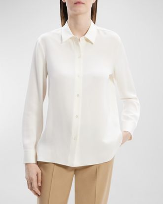 Theory Modern Silk Georgette Neck-Tie Shirt