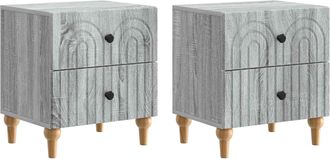 vidaXL Armario De Noche 2 Uds. Gris Sonoma 43 X 34,5 X 48 Cm Vidaxl