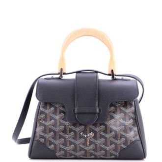 Goyard Saigon Top Handle Bag Coated Canvas with Leather Mini