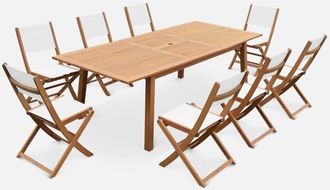 Alice's Garden Conjunto De Muebles De Jard&iacute;n Extensible - Almer&iacute;a - 180/240cm 8 Sillas, En Madera De Eucalipto Fsc Y Textilene Terracota
