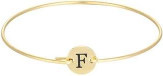 Adornia Tarnish Resistant 18K Gold Plated Initial Bangle Bracelet in Gold-F at Nordstrom Rack