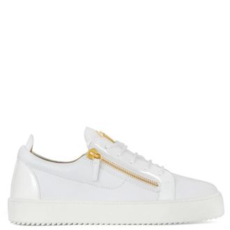 Giuseppe Zanotti Giuseppe Zanotti, Sneakers, male, White, Size: 8 1/2 US White Leather Sneaker with Side Zip