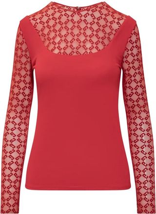 Givenchy Monogram 72 Tulle Slim Fit Top - Dames - Longsleeves - Rood - M - Tule - Tops