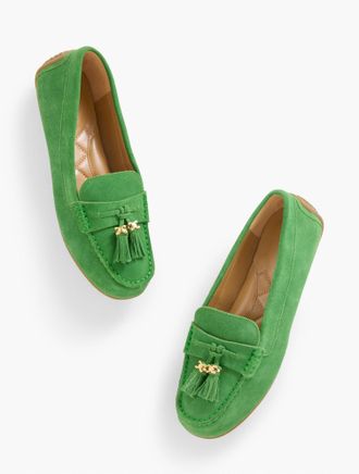 Talbots Arden Suede Driving Loafers - Dark Green Fern - 10 1/2 M Talbots