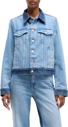 7 For All Mankind Adi Crop Denim Trucker Jacket in Joker at Nordstrom, Size X-Small