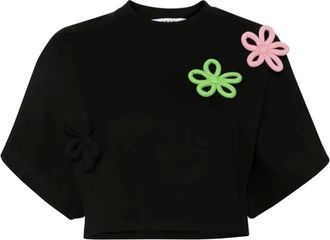 Msgm Zwarte katoenen T-shirt voor vrouwen - Dames - T-shirts - Zwart - XL - Katoen - Tops
