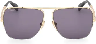 Max Mara Aviator Semi Rim Sunglasses - Gold