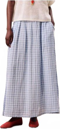 FRNCH Womens Gingham Maxi Skirt In Light Blue