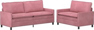 vidaXL Juego De Sof&aacute; 2 Uds. Rosa Terciopelo Vidaxl