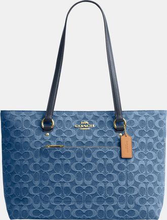 Coach Womens Station Tote Bag In Signature Denim - Blue - One Size
