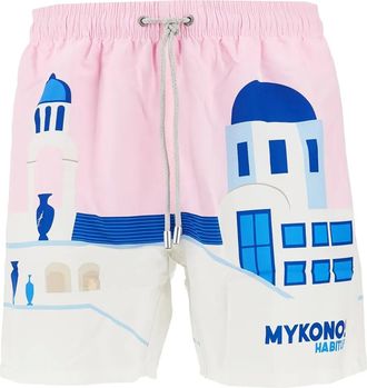 MC2 Saint Barth Zwembroek met Mykonos-print - Roze