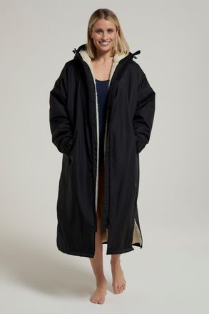 Mountain Warehouse Tidal Womens Changing Robe with Front Pockets Adjustable Hood Waterproof Beach Parka Black Polyamide - Size Medium