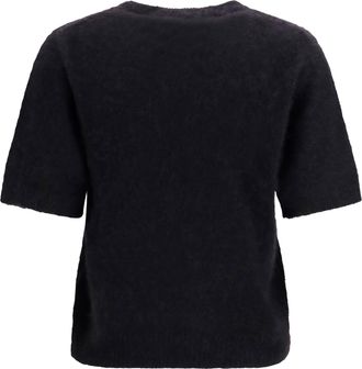 Ganni Womens Alpaca And Wool-Blend T-Shirt Black T-Shirts Polos