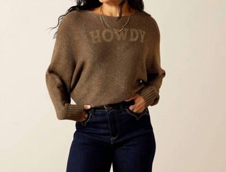 Ariat Goldie Long Sleeve Sweater In Chocolate Chip