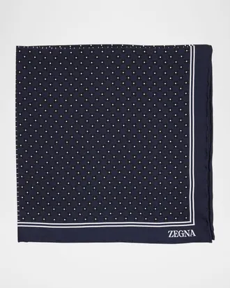 Ermenegildo Zegna Men & apos;s Petite Geometric Floral Silk Pocket Square
